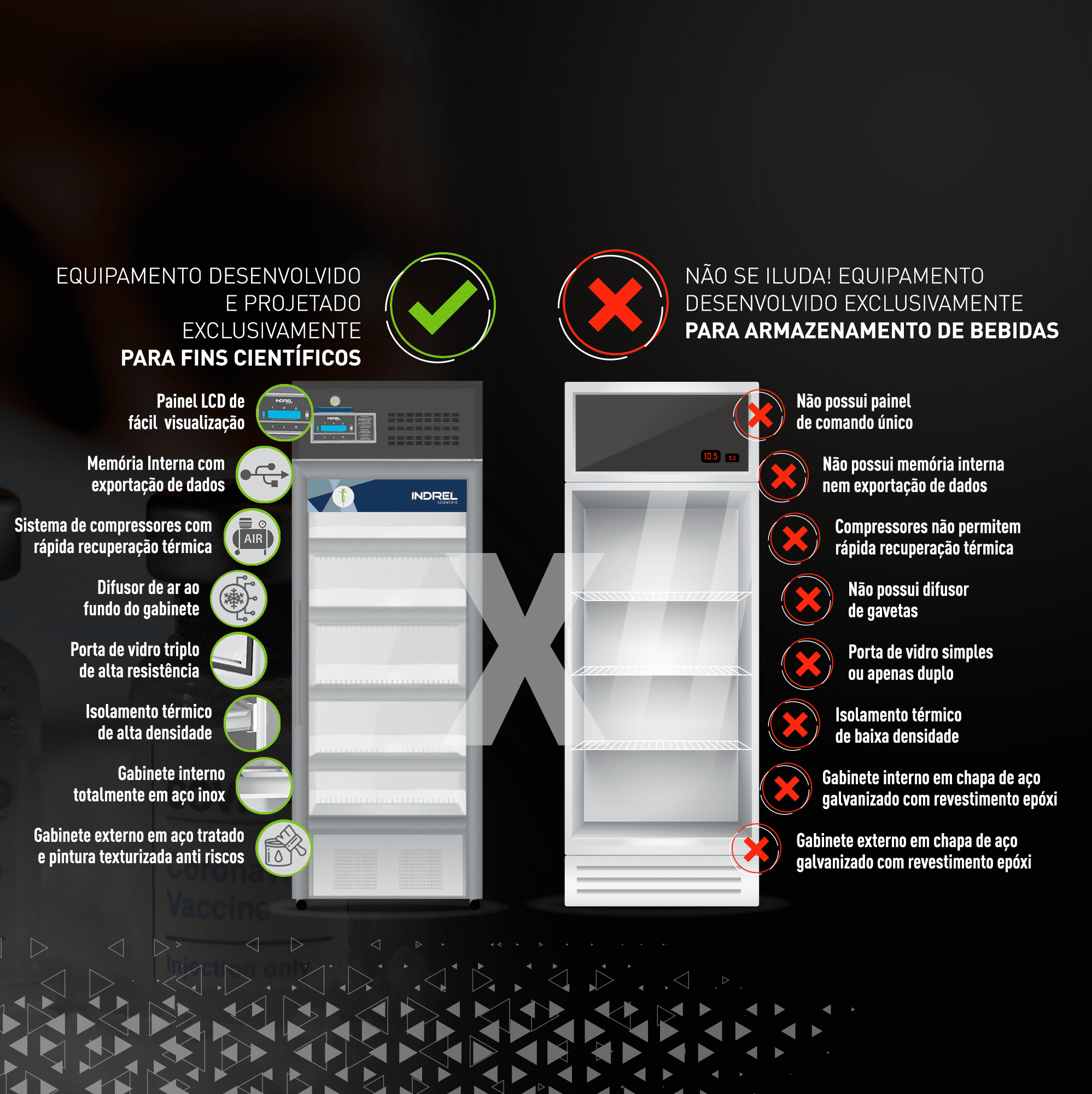 comparativo entre geladeira comum e refrigerador científico